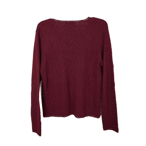 SAG HARBOR WM S BURGUNDY V NECK BUTTON CARDIGAN - Picture 6 of 6